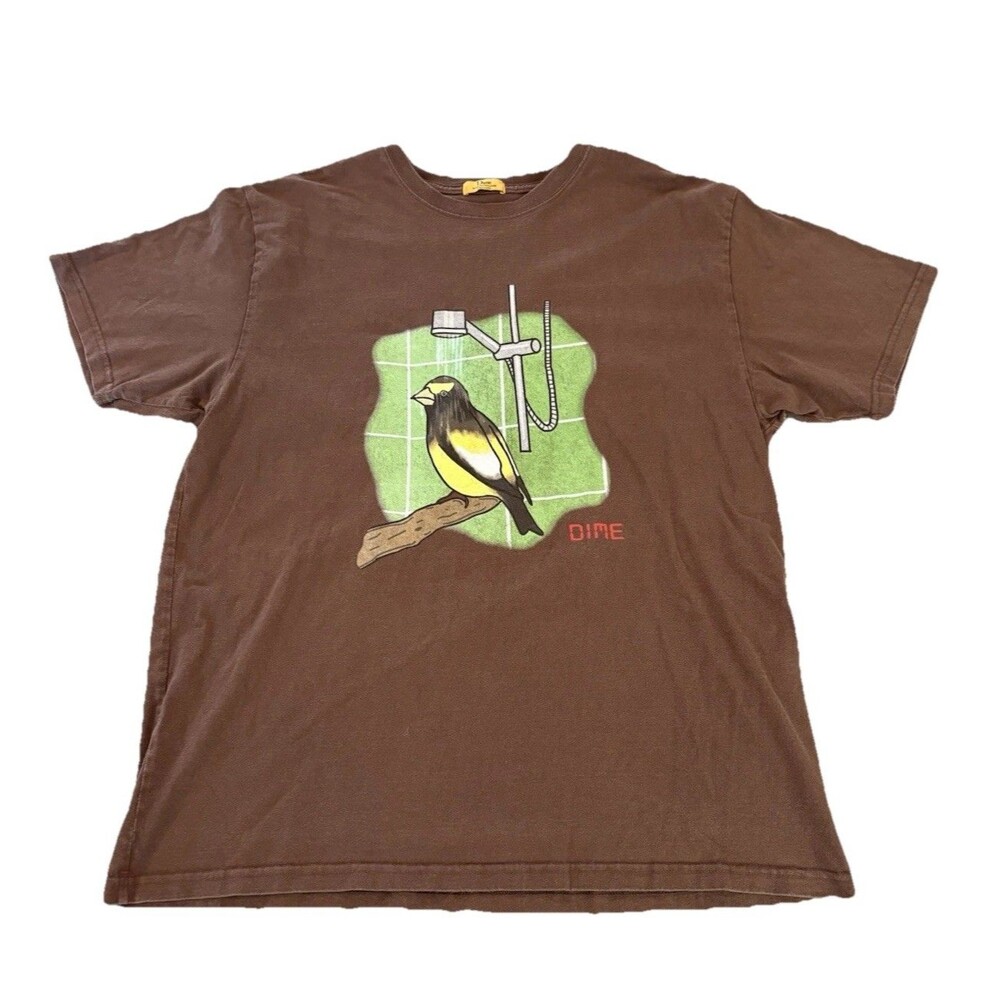 Dime MTL Montreal Untitled Goose Game T-Shirt Yellow Bird Under Shower Brown XXL